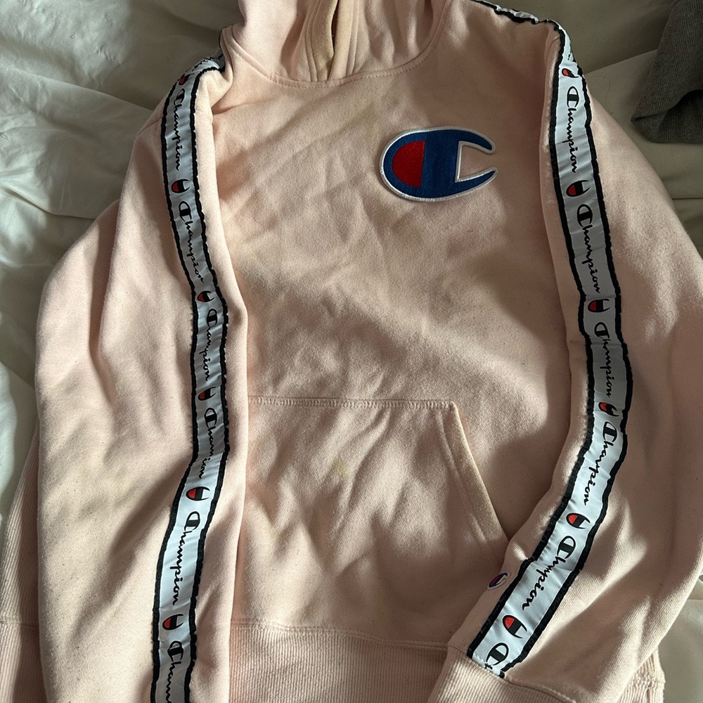 Champion Pink Hoodie with Logo Accents